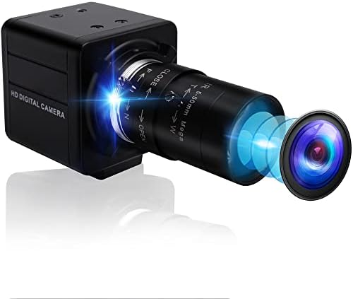 USB-камера IFWATER с ръчно увеличение 4K Ultra HD 5-50 mm, USB уеб камера с ръчно увеличение, 2160P USB-камера с датчик IMX317, 10-кратна камера с променливо фокусно разстояние, поддръжка на уеб камера USB близък план