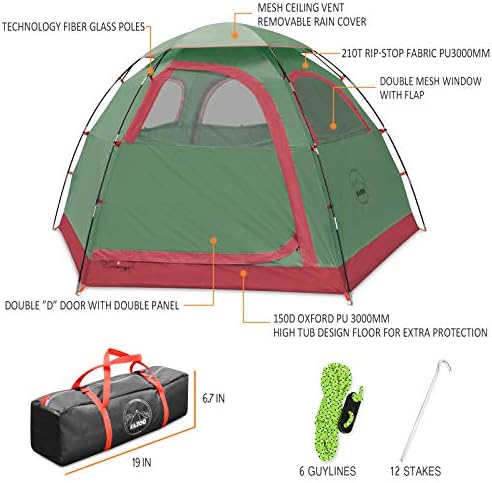 KAZOO Палатка за нощуване на открито в 2/4 Човека, Водоустойчив Палатки За Къмпинг, Лесна Инсталация, Палатка е за Двама /Четирима Души, сенника на 2/3/4 Човек