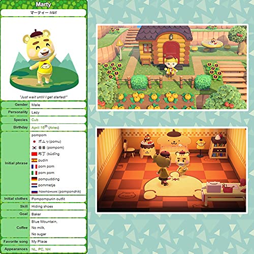 Карта на Sanrio Animal Crossing Amiibo, 6 бр. NFC-карти за New Horizons RV Селянин Пригласительная Мебели за дома карта ACNH с Риллой, Марти, place de l ' Etoile, Чай, Челси, Тоби, за Switch / Lite / Wii U / New 3DS